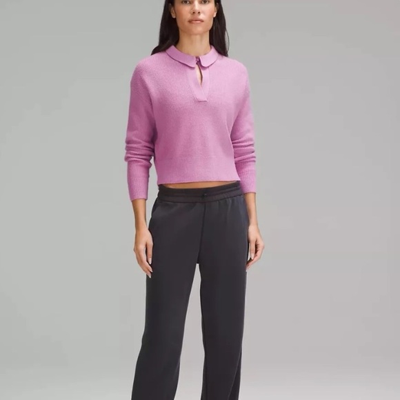 Lululemon Collared Merino Wool Blend Long Sleeve Sweater in Pink XL - Picture 7 of 14